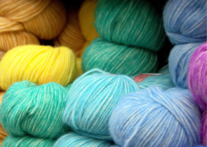 Photo of skeins of yarn in different colors